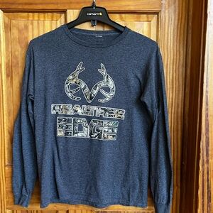 Charcoal Long Sleeve with Camo Graphic